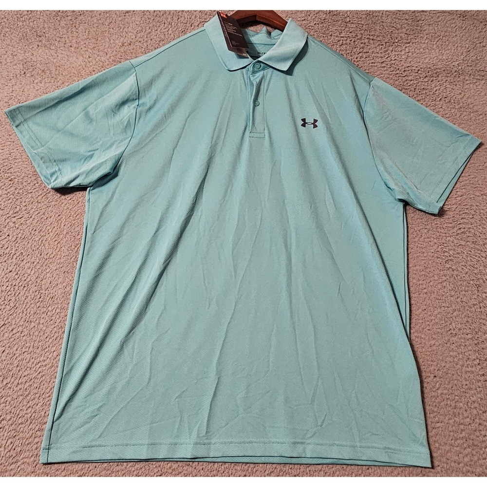 Under Armour Mens Performance Polo Shirt XL Blue HeatGear Loose 1351129 482